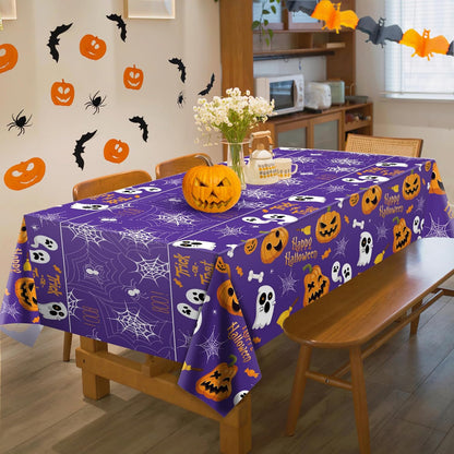 OHOME Halloween Decorations - Disposable Plastic Halloween Tablecloth for Living Room Party Aesthetic and Dining Room Halloween Setup, 2 Pack
