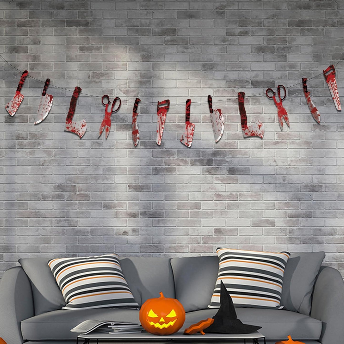 OHOME Outdoor Halloween Decorations - 12pc Weather Ready Trunk or Treat Banner for Porch Patio and Yard Fall Display
