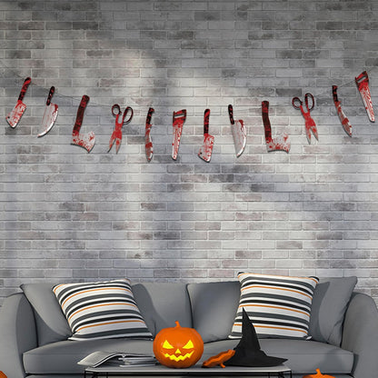 OHOME Outdoor Halloween Decorations - 12pc Weather Ready Trunk or Treat Banner for Porch Patio and Yard Fall Display