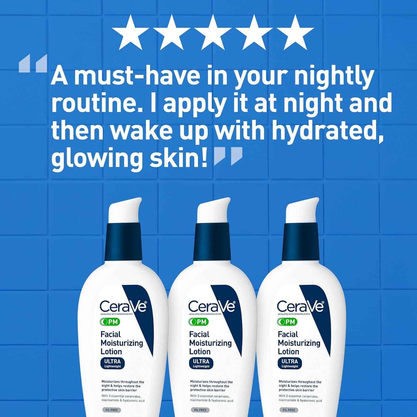 CeraVe PM Facial Moisturizer – Clean, Oil-Free Night Cream for Simple Skincare