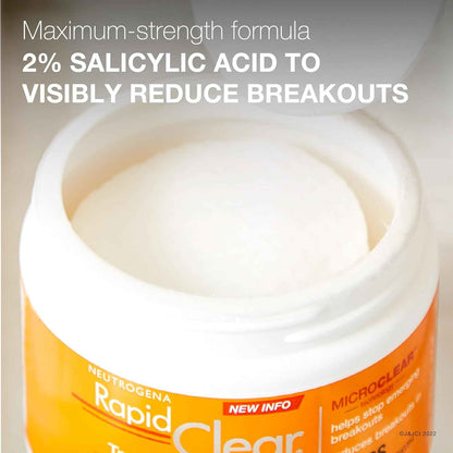 Neutrogena Rapid Clear Acne Treatment Pads – Bedtime Self-Care Ritual for Clearer Mornings, 60 Pads