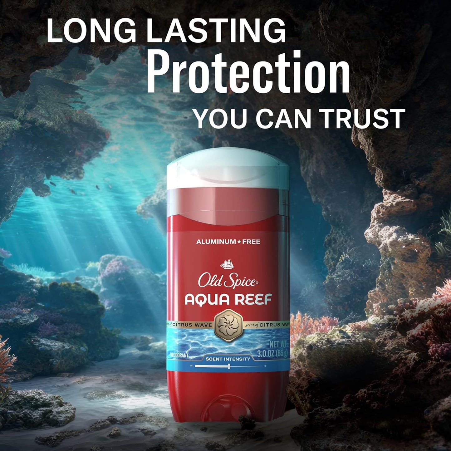 Old Spice Aluminum-Free Deodorant Aqua Reef — Pre-Workout Gym and Trail Companion, 48-Hour Odor Protection Stick Pack of 4