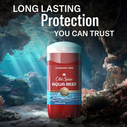 Old Spice Aluminum-Free Deodorant Aqua Reef — Pre-Workout Gym and Trail Companion, 48-Hour Odor Protection Stick Pack of 4