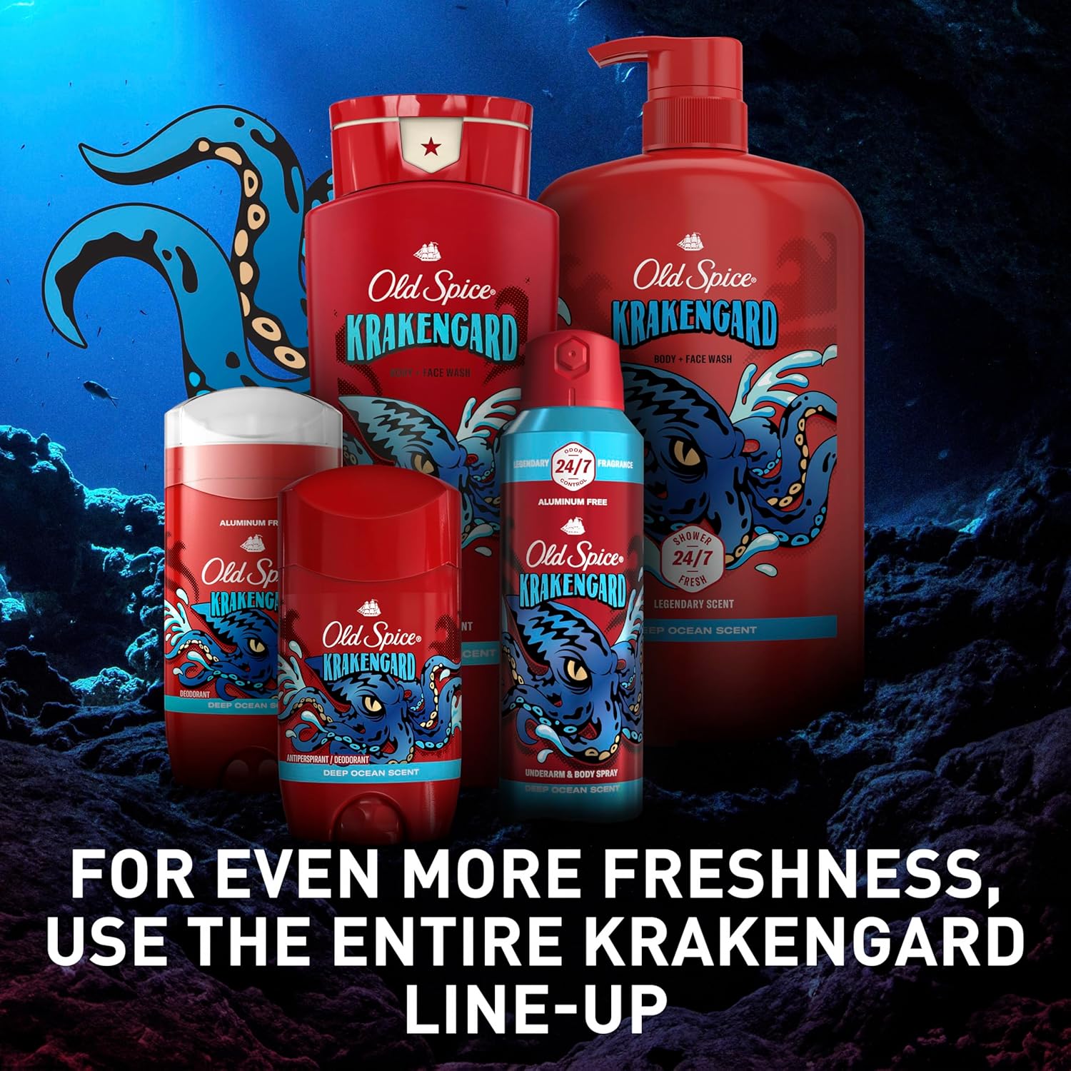 Old Spice Aluminum Free Deodorant for Men – Bold Scent Gift Set for Husband or Dad, Krakengard Deep Ocean Pack of 3
