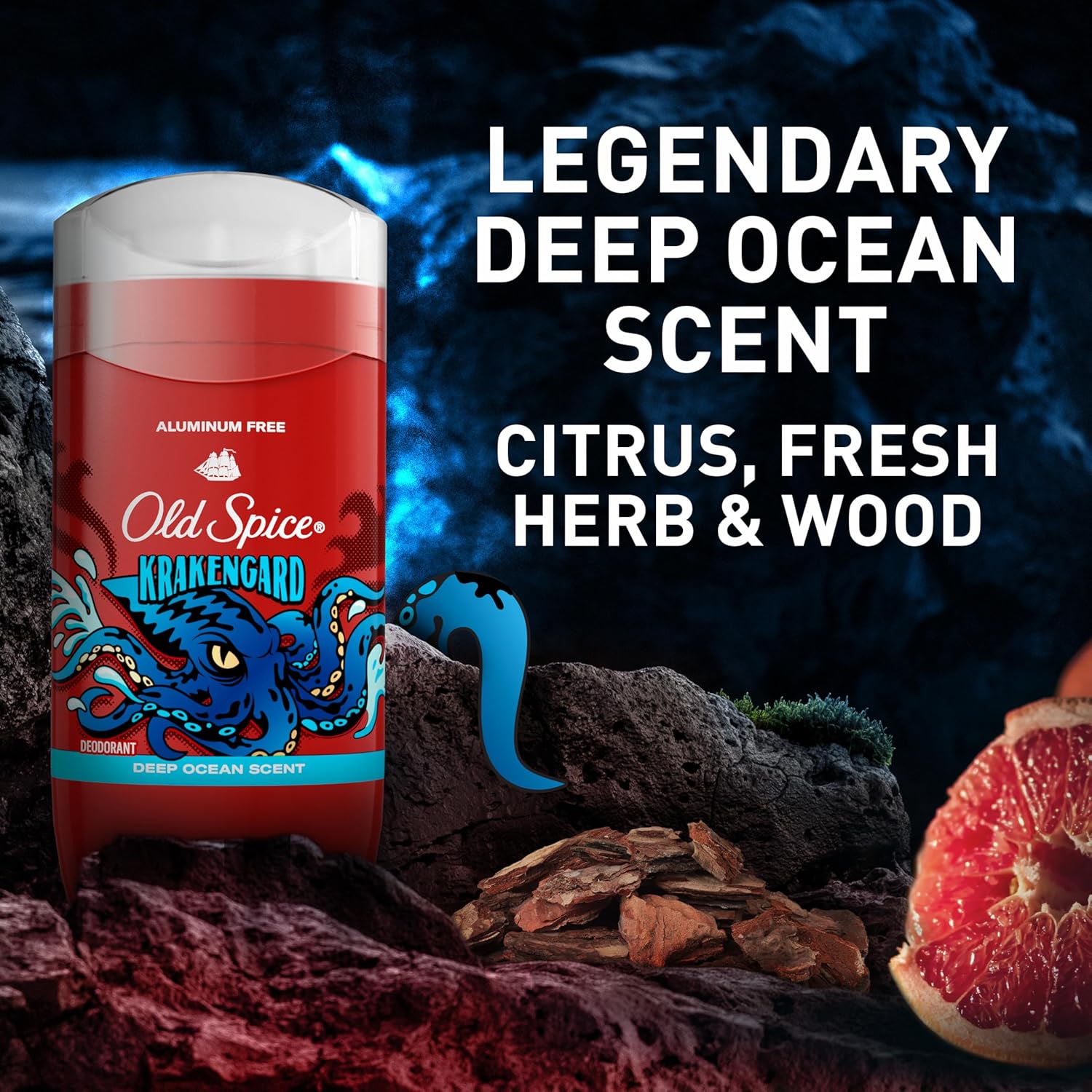 Old Spice Aluminum Free Deodorant for Men – Bold Scent Gift Set for Husband or Dad, Krakengard Deep Ocean Pack of 3