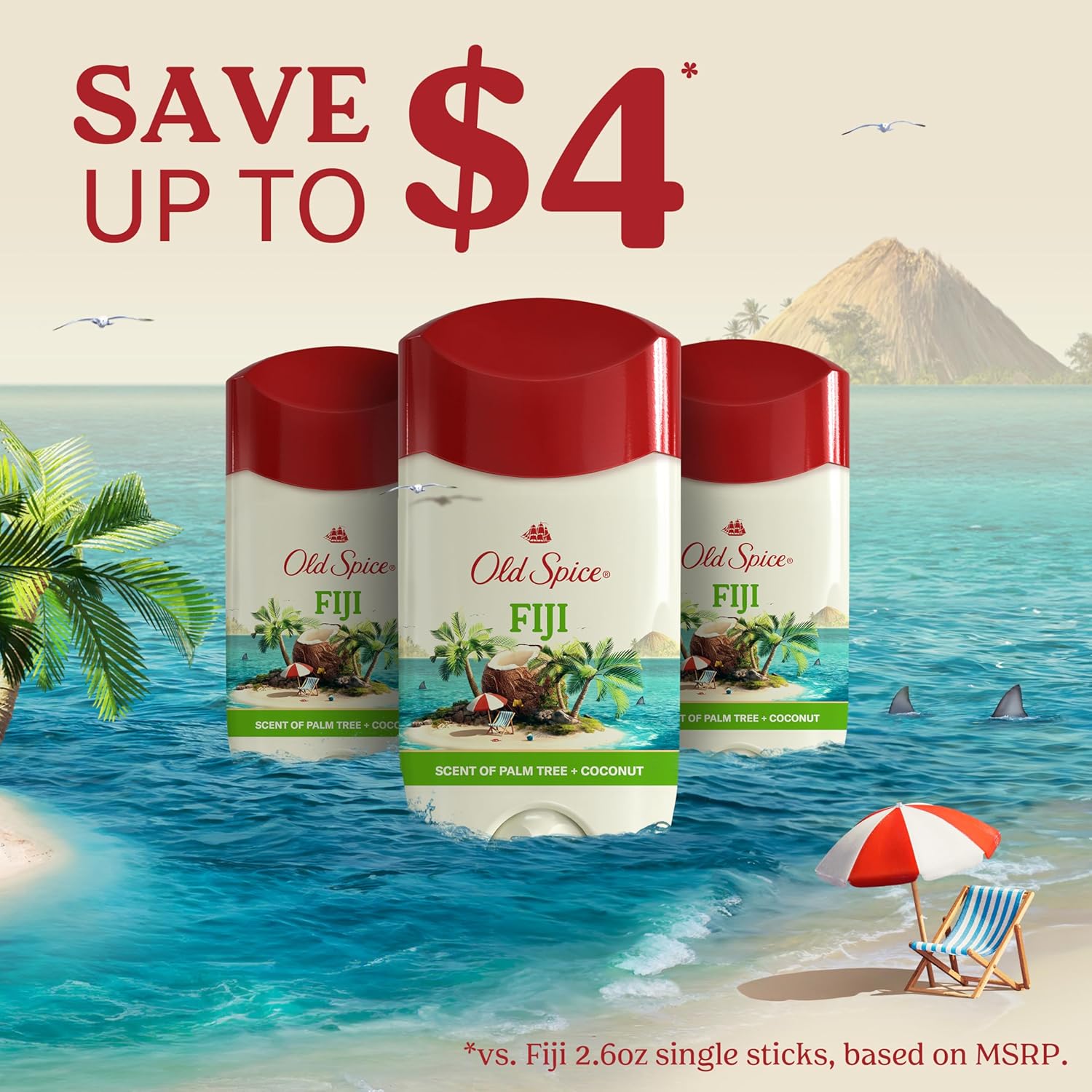 Old Spice Dry Feel Antiperspirant Deodorant for Men – Practical Birthday Gift for Dad or Husband, 24/7 Fiji Scent, Pack of 3