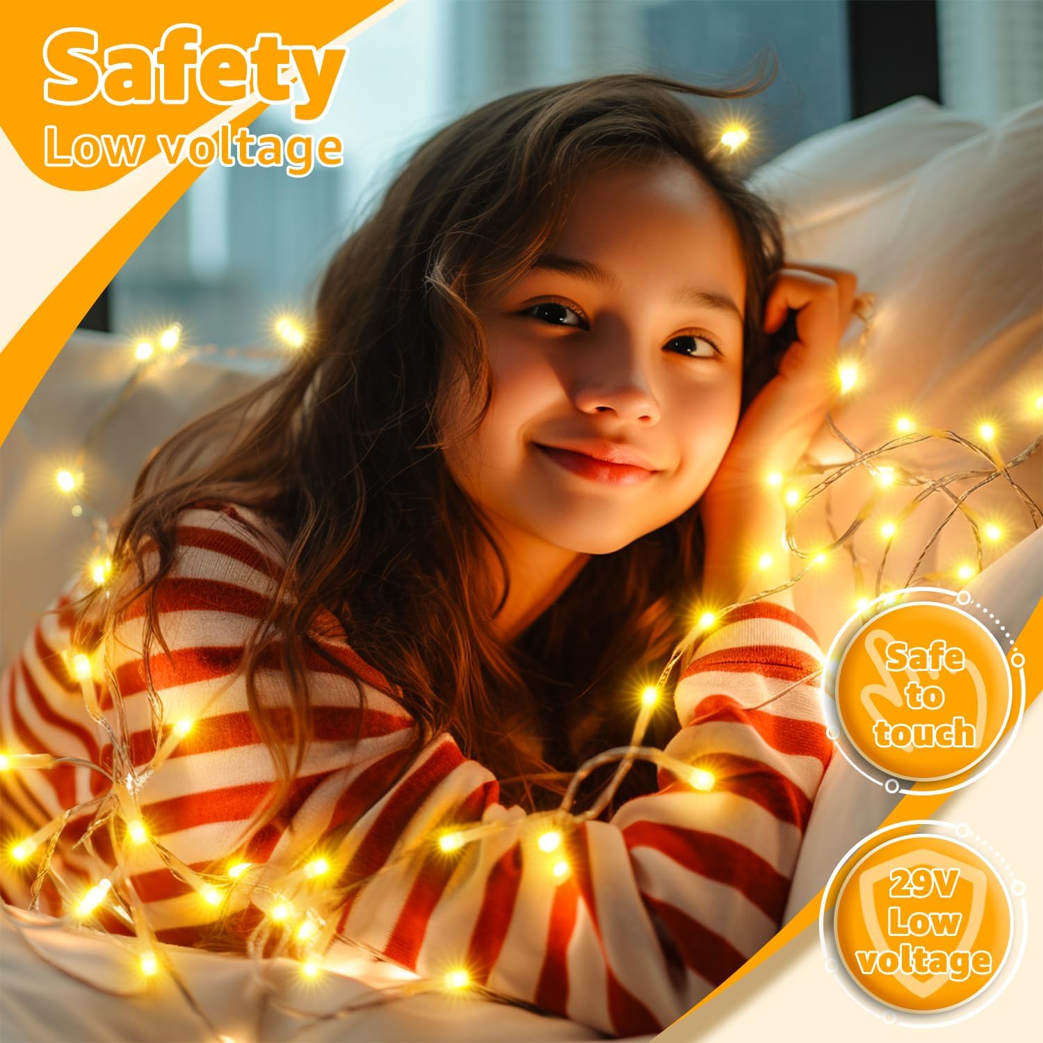 Ollny 120LED Fairy String Lights – Cozy Bedroom Aesthetic and Living Room Mood Decor with Warm White Glow