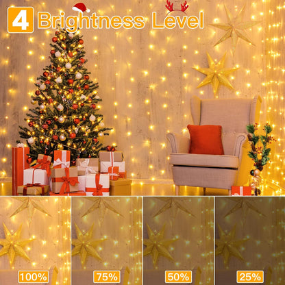 Ollny Curtain Lights 6.6x6.6ft – Thoughtful Birthday Gift for Her with Remote, Timer, and 8 Romantic Lighting Modes