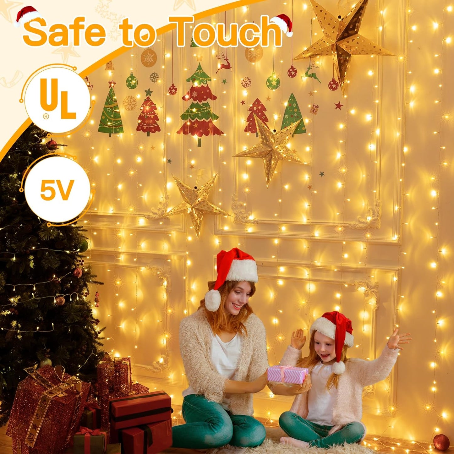 Ollny Curtain Lights 6.6x6.6ft – Thoughtful Birthday Gift for Her with Remote, Timer, and 8 Romantic Lighting Modes