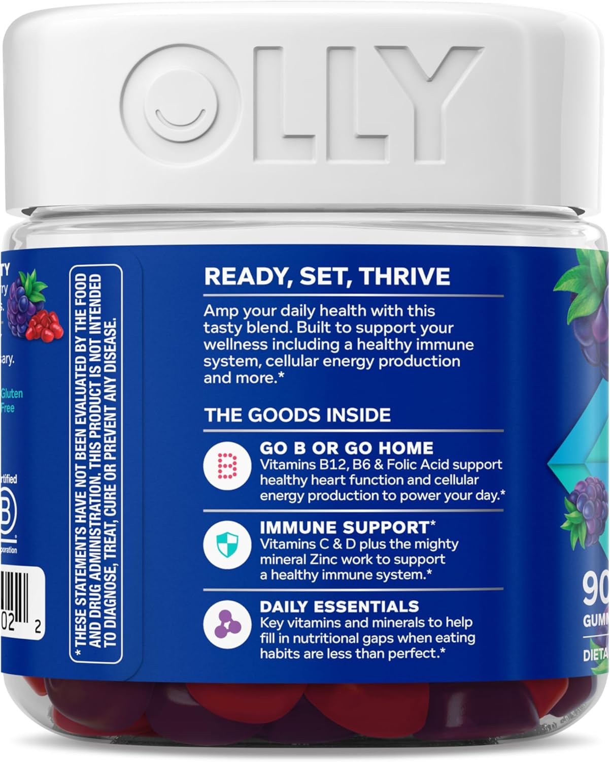 OLLY Men's Multivitamin Gummy – Morning Focus Support for Career-Driven Men, No Water Needed