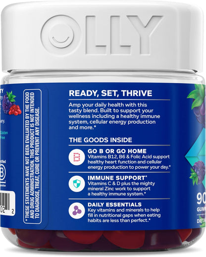 OLLY Men's Multivitamin Gummy – Morning Focus Support for Career-Driven Men, No Water Needed