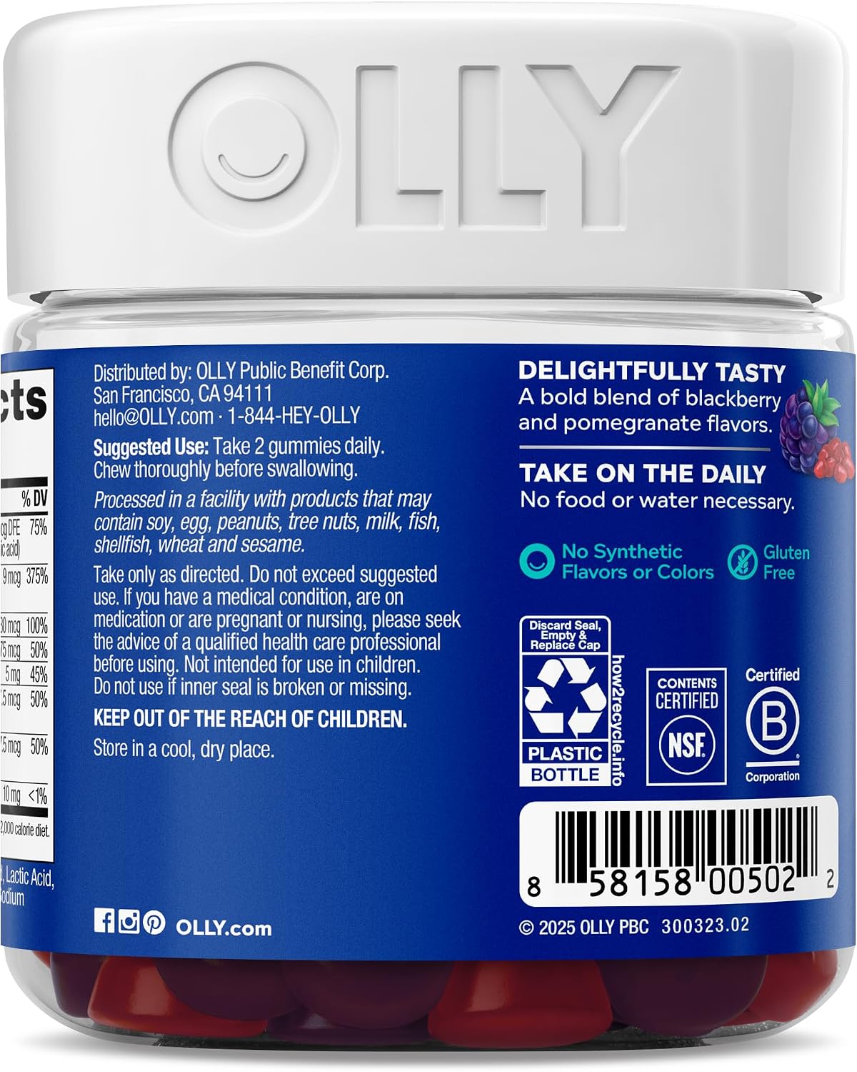 OLLY Men's Multivitamin Gummy – Morning Focus Support for Career-Driven Men, No Water Needed