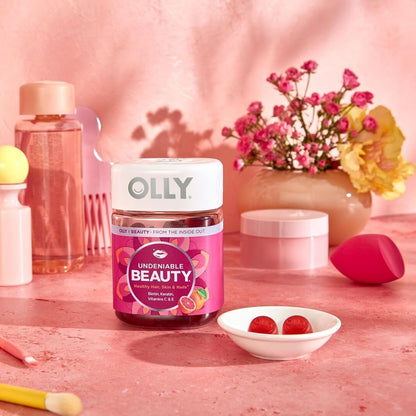 OLLY Undeniable Beauty Gummy – Birthday Gift for Her, Grapefruit Beauty Supplement Stocking Stuffer 60 Count