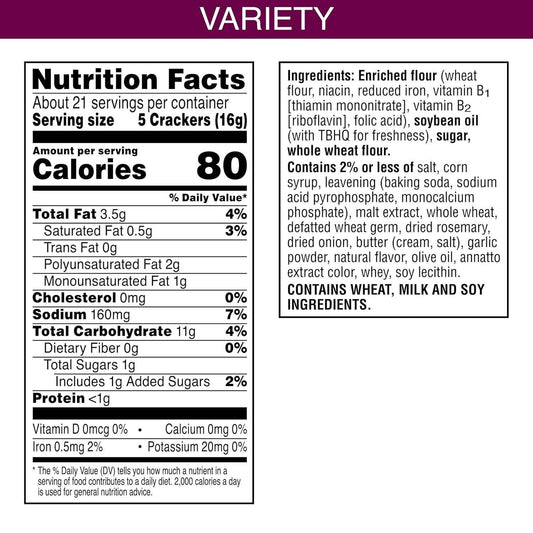 Toasteds Crackers Variety Pack – Lunchbox Snack for Kids Who Want Variety, 12oz Box