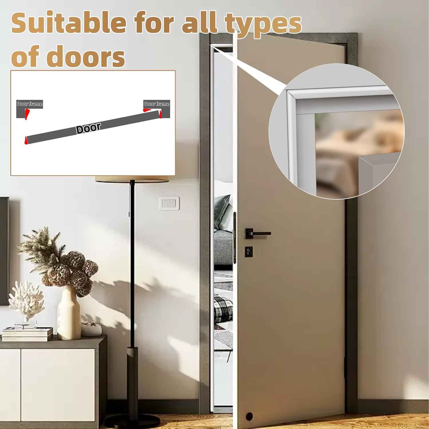 Holikin Wedge Foam Weather Strip – Living Room Sliding Door Frame Tape in White, Sleek Gap Coverage That Blends with Trim