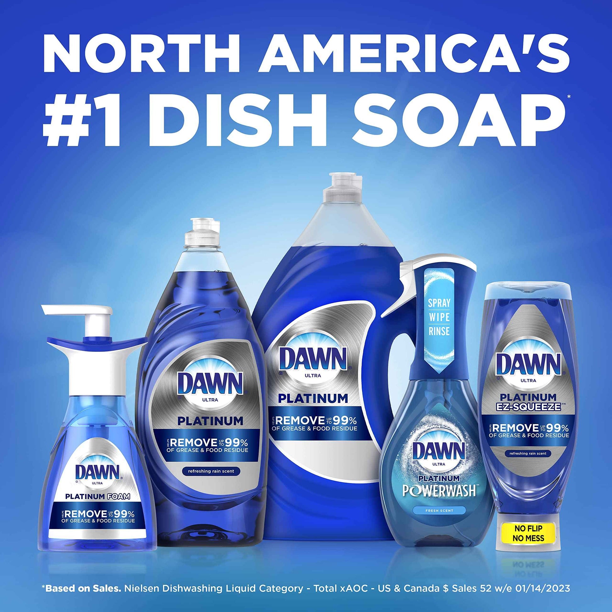 Dawn Platinum Erasing Dish Foam – Spill-Resistant Foaming Dish Soap for Dorm and Playroom Cleanup Helpers