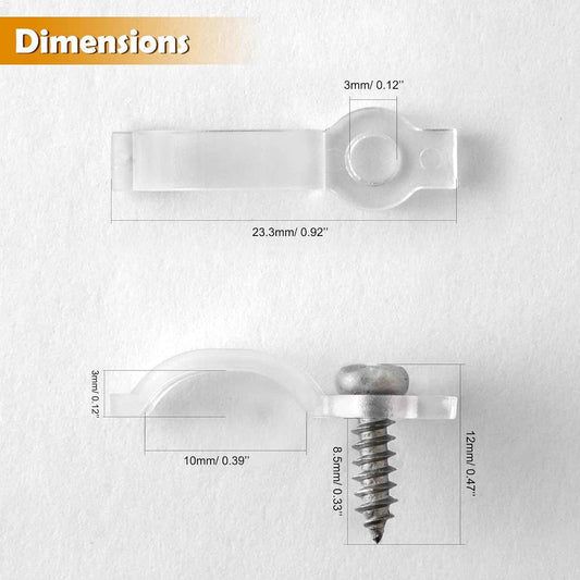 LuminEdge LED Strip Mounting Clips – Home Office Task Lighting Under-Shelf Holders, 100-Pack Clear Brackets