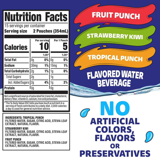 Capri Sun Roarin' Waters Flavored Water – Only 1g of Sugar per Pouch for a Smarter Swap to Juice and Soda, 30 ct