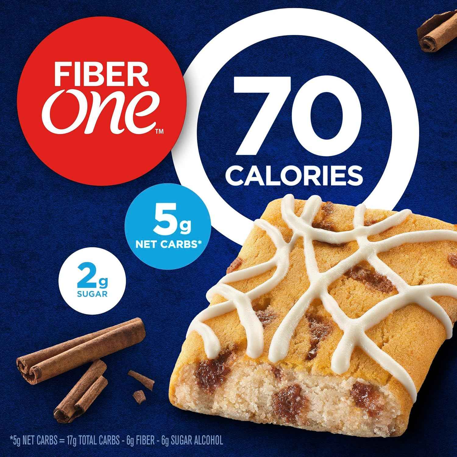 Fiber One Cinnamon Coffee Cake Bar for Family Snack Drawer, 18 Count Mega Pack Lunchbox Dessert for Kids and Teens