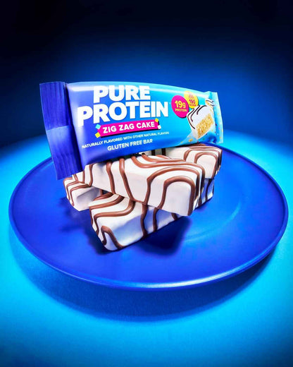 Pure Protein Zig Zag Cake Protein Bars – Lunchbox-Friendly Snack for School and After-School, Gluten Free Protein Bar