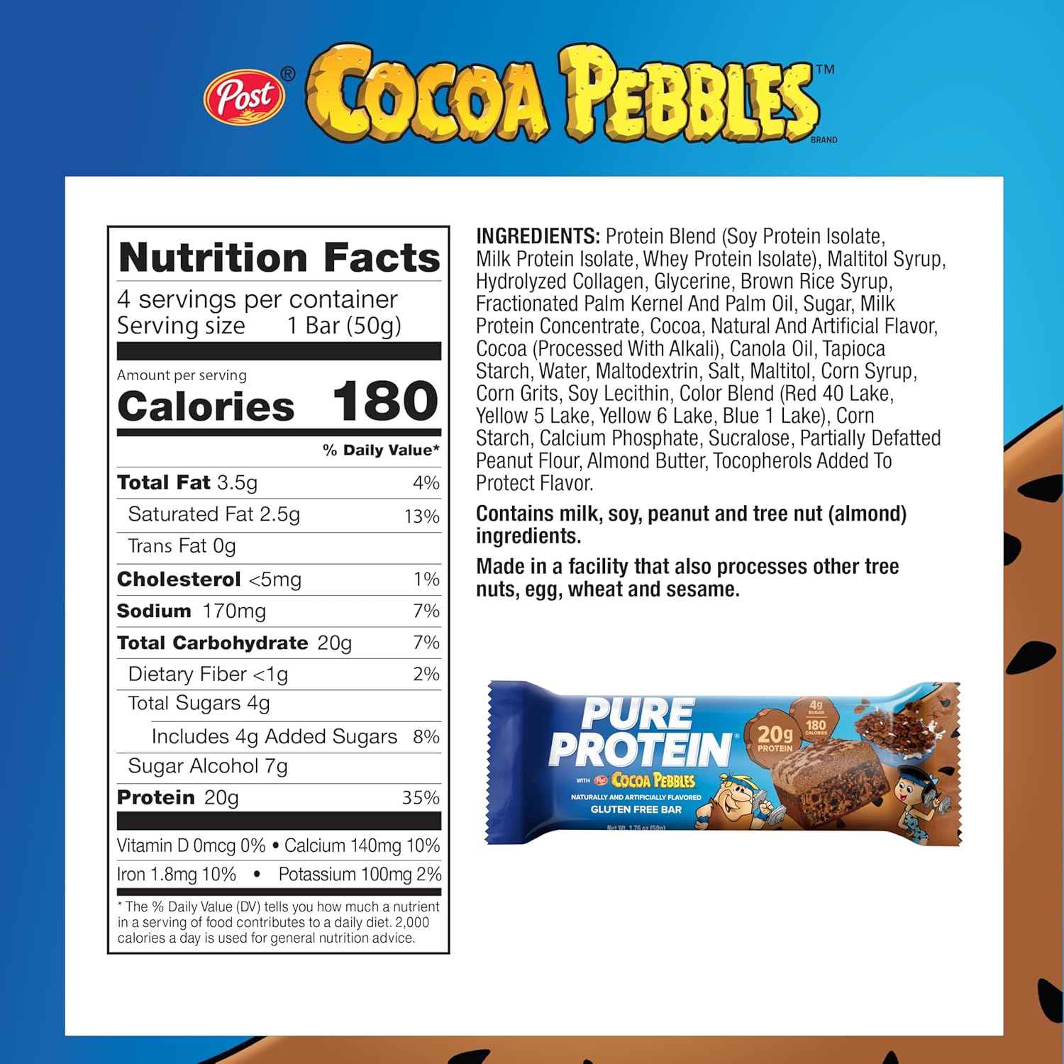 Pure Protein Cocoa PEBBLES Protein Bars – Nutritious Lunchbox Snack for School and Soccer Practice