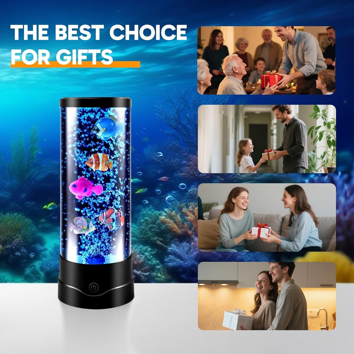 ONXE Bubble Fish Tank Lamp – Safe Nursery Night Light for Babies and Toddlers, Cool-to-Touch Color-Changing Bedroom Lamp for Kids' Room