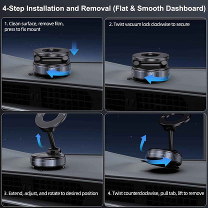 Vacuum Magnetic Suction Phone Holder – Pocket-Sized Magnetic Phone Mount for Travel and Road Trips, Black