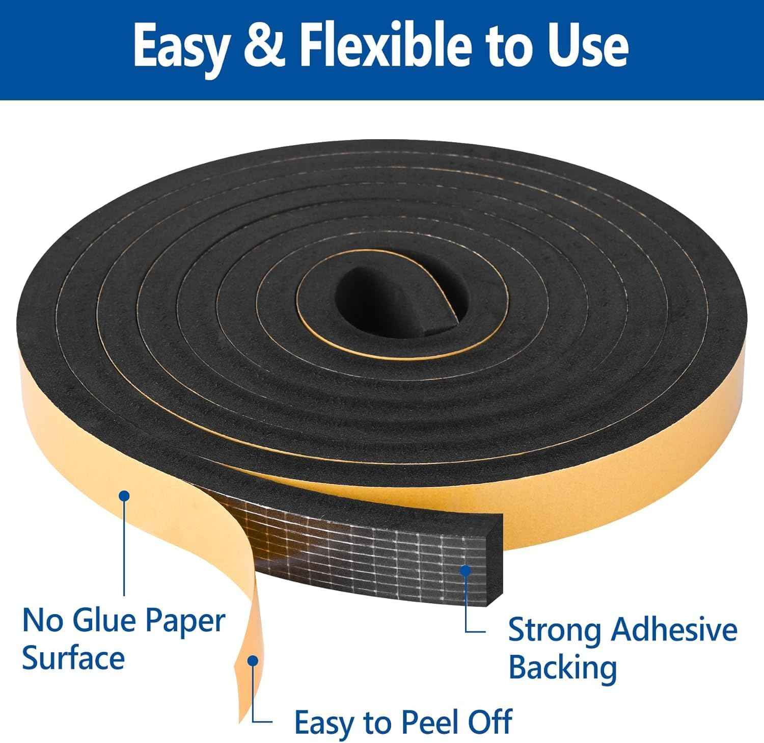 Kikerike Foam Weatherstripping – Cozy Bedroom Decor Upgrade, Soundproof Door and Window Seal