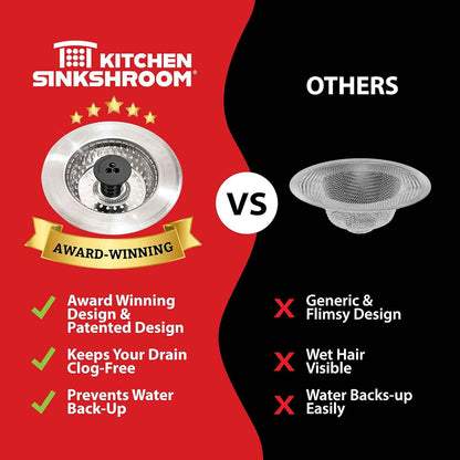 Kitchen SinkShroom Stainless Steel Sink Strainer for Modern Minimalist Kitchens, Clog-Free Design