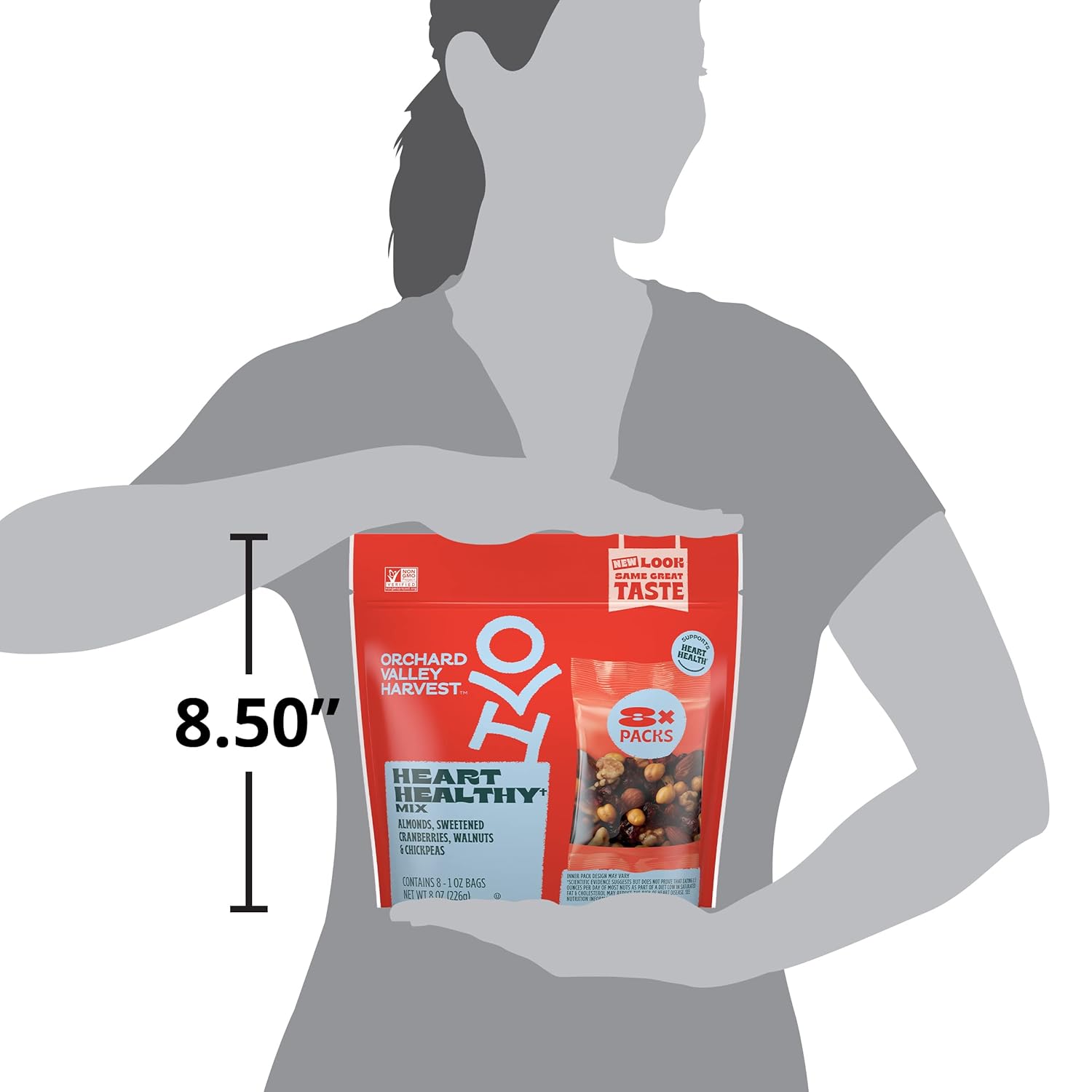 Orchard Valley Harvest Heart Healthy Blend, 1 Ounce Bags (Pack of 8) — Desk Drawer Snack for Back-to-Back Meetings and Short Lunch Breaks