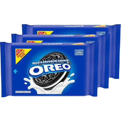 OREO Chocolate Sandwich Cookies, Family Size 3-Pack – Holiday Dessert Platter Gift for Hosts, Bulk Variety