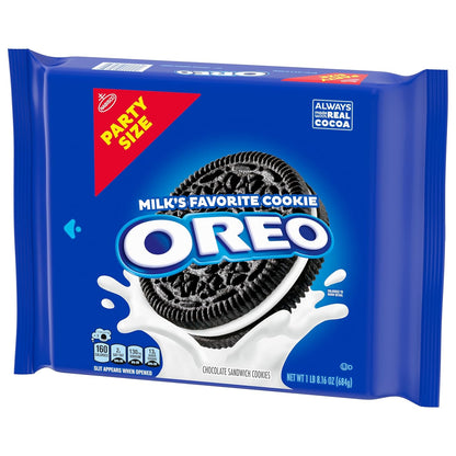 OREO Chocolate Sandwich Cookies, Party Size 24.16 oz – Lunchbox Snack for Kids and School Lunches