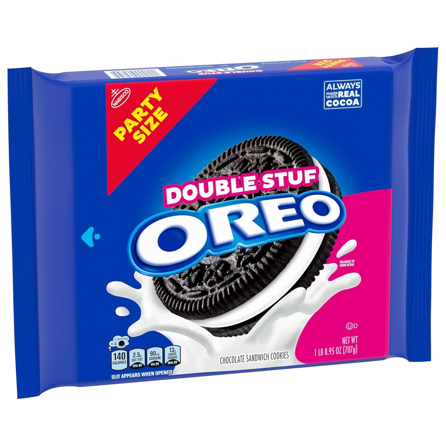 OREO Double Stuf Chocolate Sandwich Cookies – After-School Snack Pack for Kids' Lunchboxes and Snack Drawer, 24.95 oz Party Size