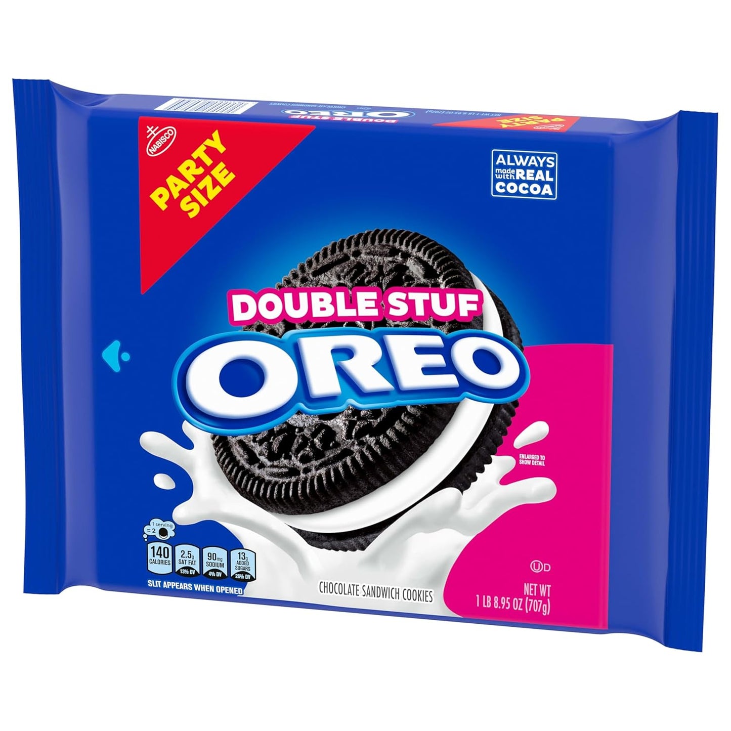 OREO Double Stuf Chocolate Sandwich Cookies – After-School Snack Pack for Kids' Lunchboxes and Snack Drawer, 24.95 oz Party Size