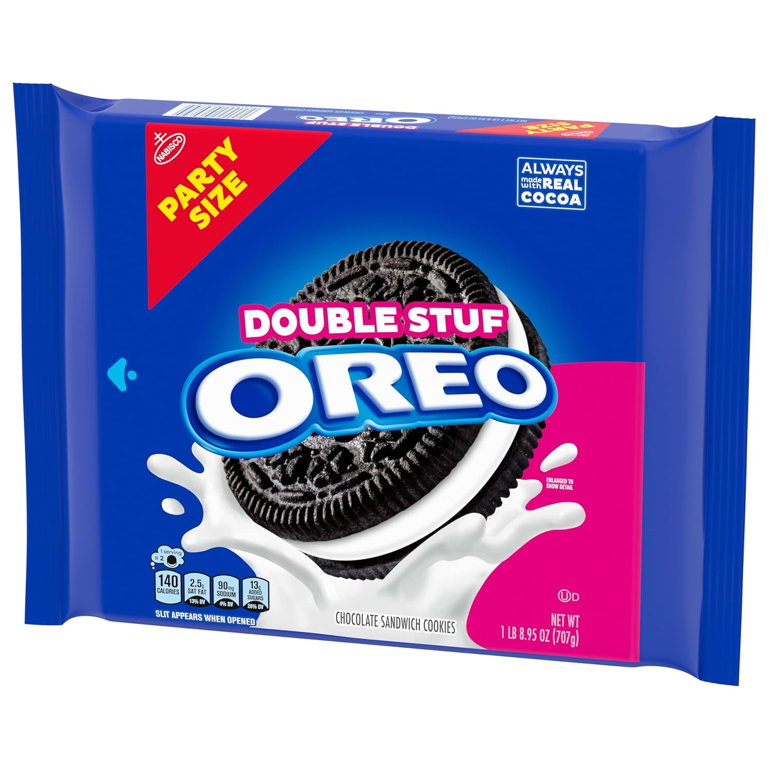 OREO Double Stuf Chocolate Sandwich Cookies – After-School Snack Pack for Kids' Lunchboxes and Snack Drawer, 24.95 oz Party Size
