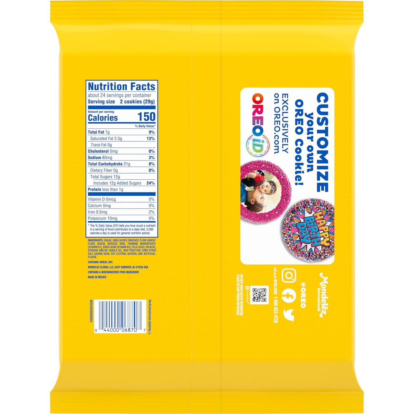 OREO Double Stuf Golden Sandwich Cookies for Kids Lunchboxes, Party Size Resealable 24.95 oz
