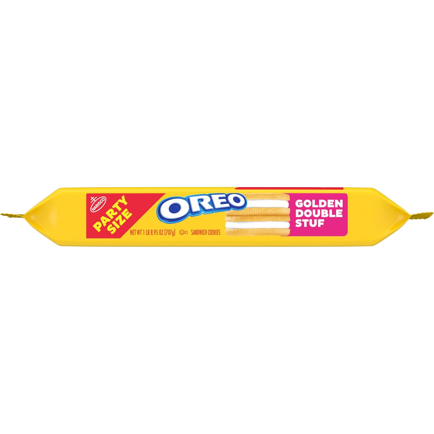 OREO Double Stuf Golden Sandwich Cookies for Kids Lunchboxes, Party Size Resealable 24.95 oz