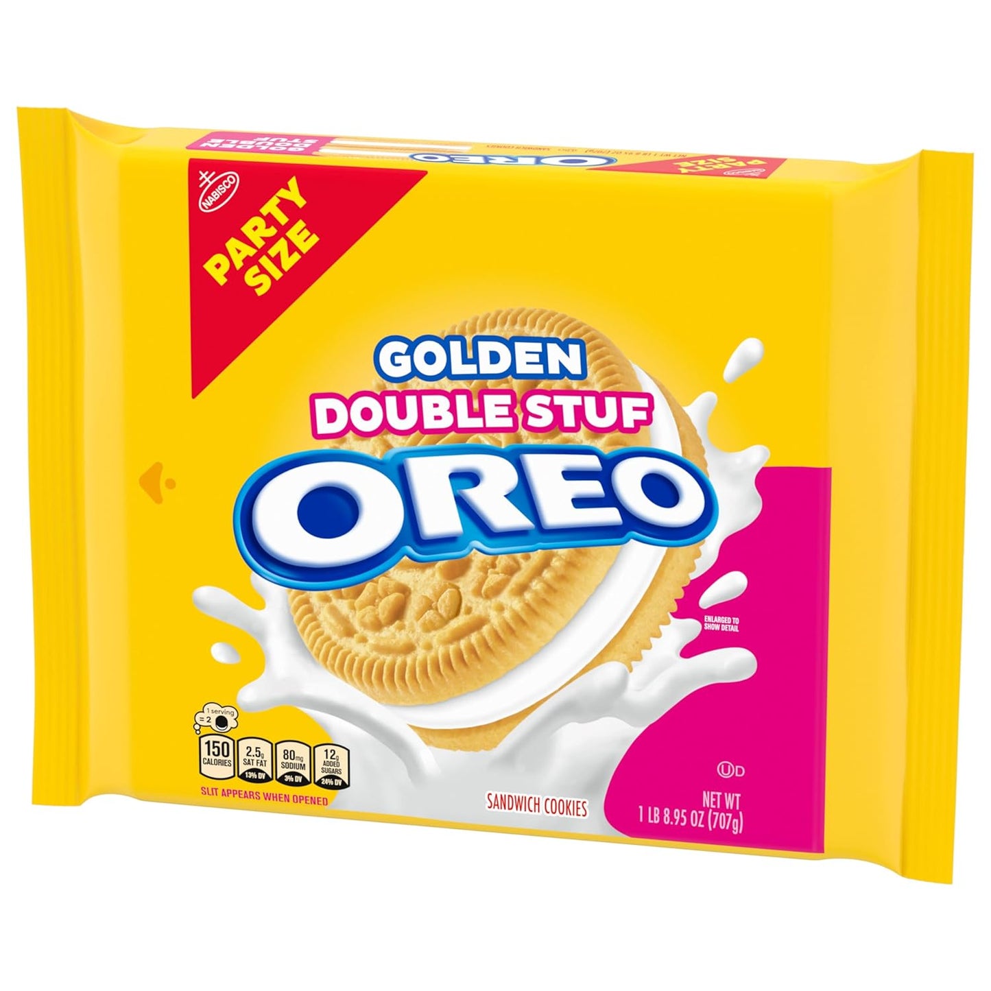 OREO Double Stuf Golden Sandwich Cookies for Kids Lunchboxes, Party Size Resealable 24.95 oz