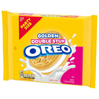 OREO Double Stuf Golden Sandwich Cookies for Kids Lunchboxes, Party Size Resealable 24.95 oz