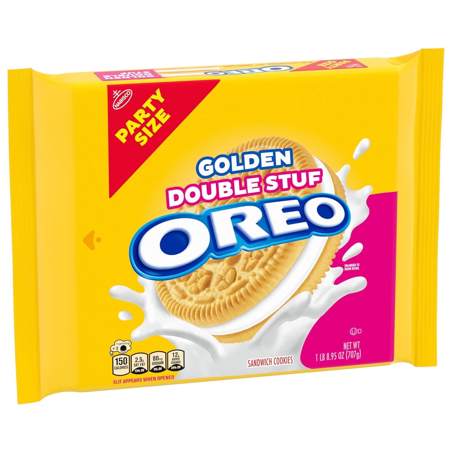OREO Double Stuf Golden Sandwich Cookies for Kids Lunchboxes, Party Size Resealable 24.95 oz