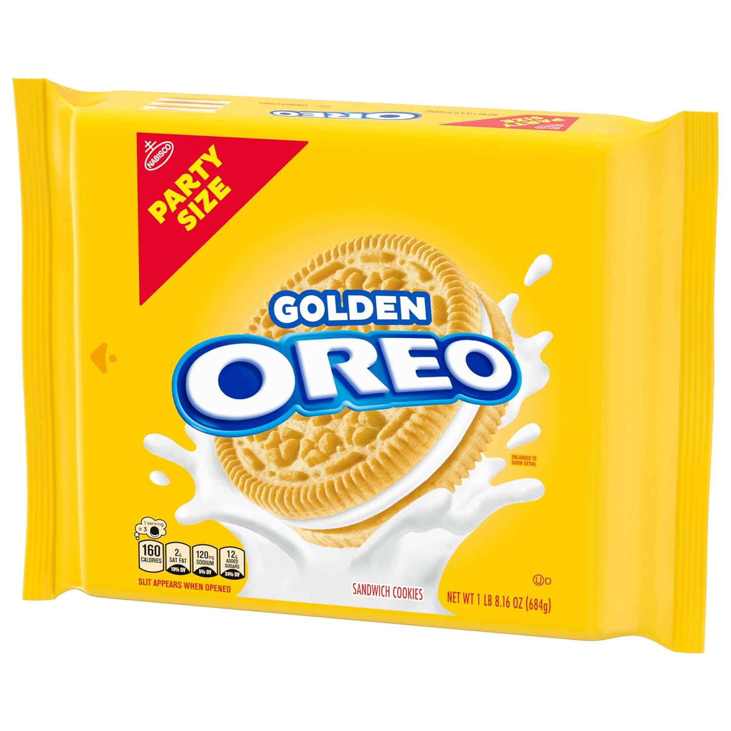 OREO Golden Sandwich Cookies Party Size – Resealable Bulk Pack for Kids' Lunchboxes and Classroom Parties