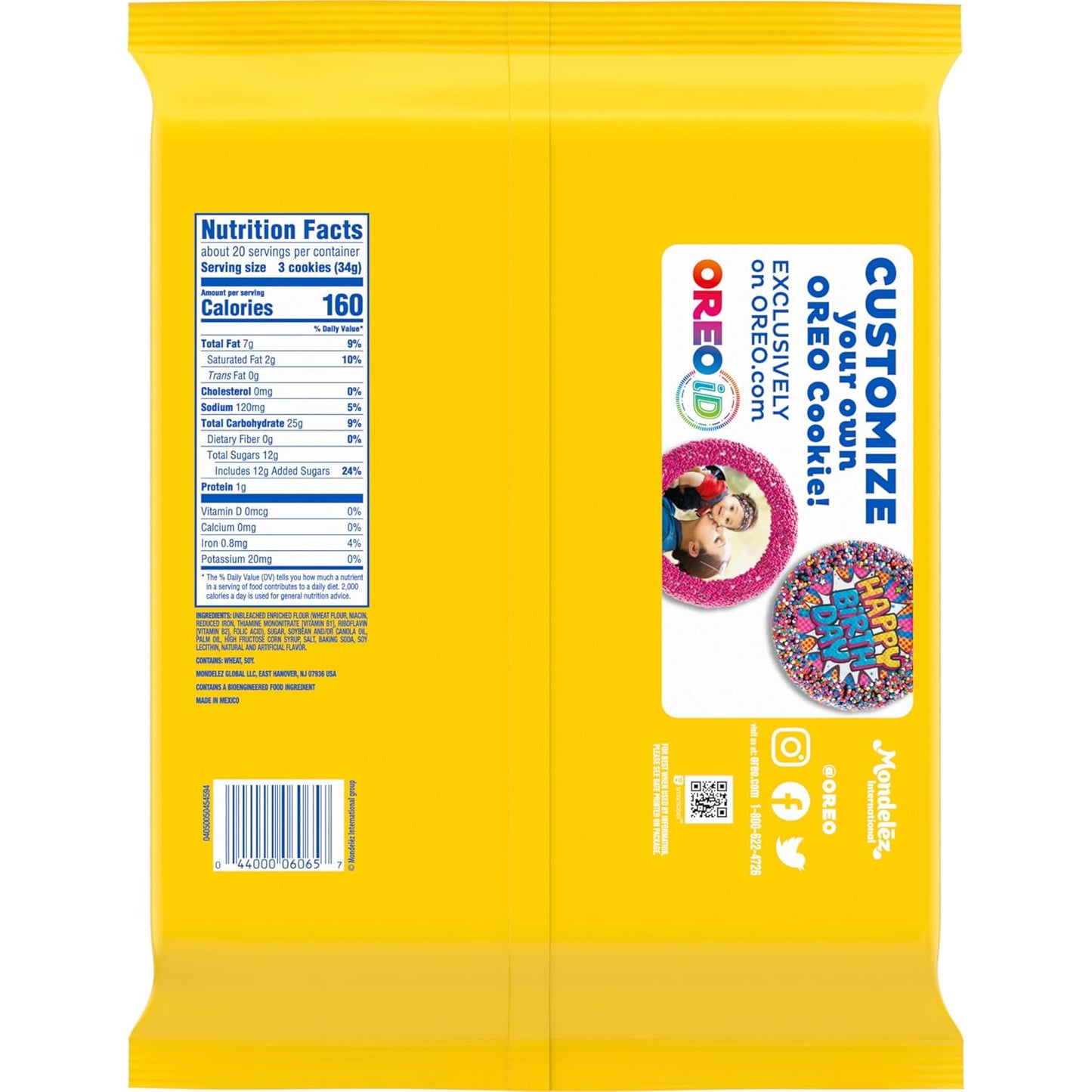 OREO Golden Sandwich Cookies Party Size – Resealable Bulk Pack for Kids' Lunchboxes and Classroom Parties
