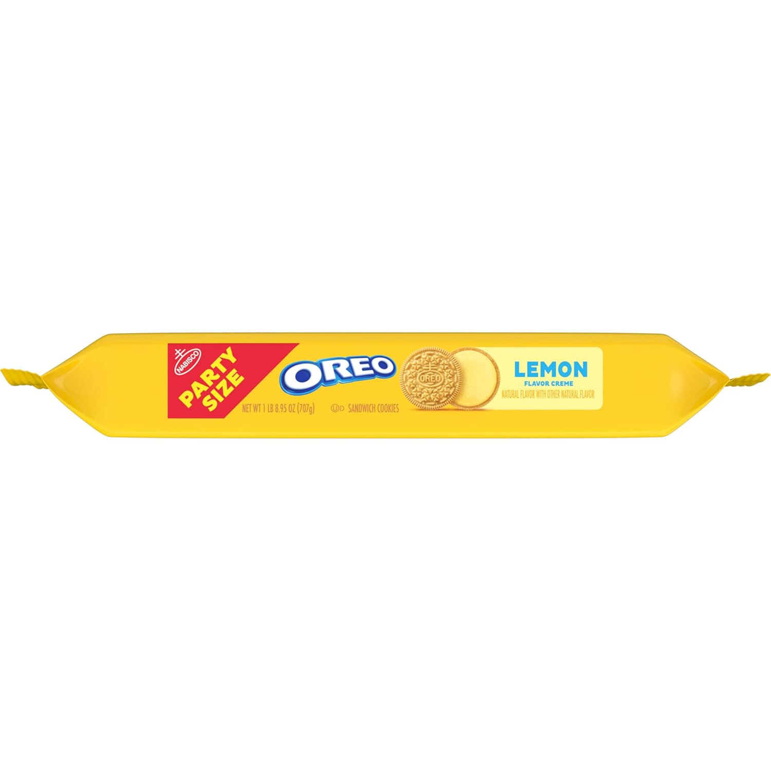 OREO Lemon Creme Sandwich Cookies Party Size – Lunch Box Snack for Kids, Resealable 24.95 oz Pouch