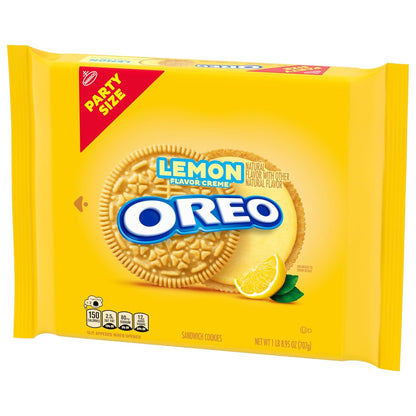 OREO Lemon Creme Sandwich Cookies Party Size – Lunch Box Snack for Kids, Resealable 24.95 oz Pouch