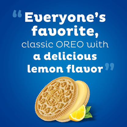 OREO Lemon Creme Sandwich Cookies Party Size – Lunch Box Snack for Kids, Resealable 24.95 oz Pouch