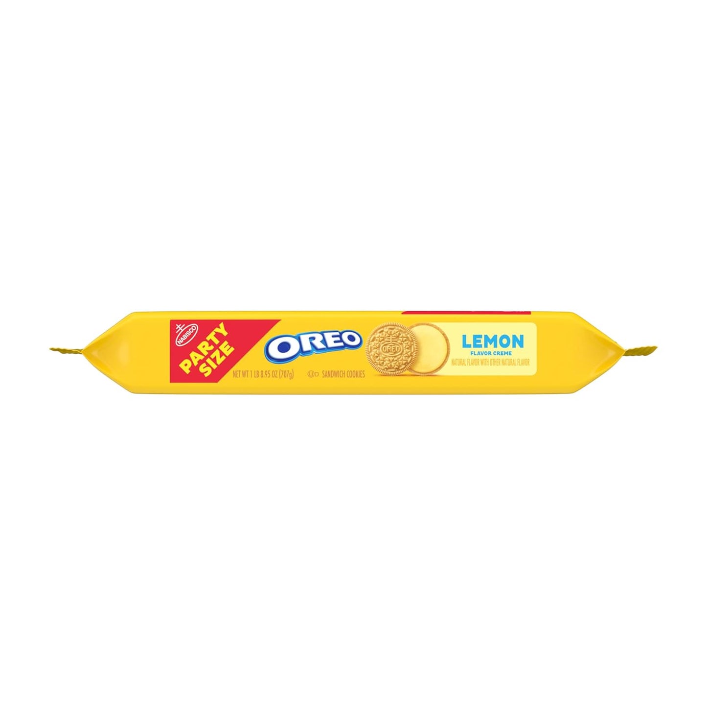 OREO Lemon Creme Sandwich Cookies Party Size – Lunch Box Snack for Kids, Resealable 24.95 oz Pouch