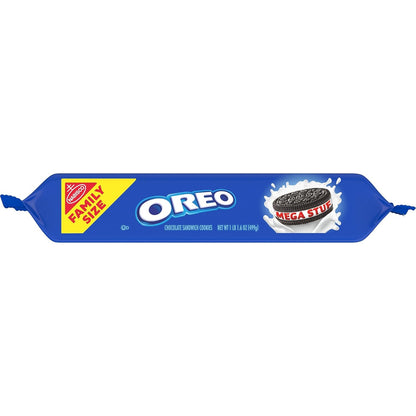 OREO Mega Stuf Chocolate Sandwich Cookies – Family Size Pack for Kids Lunchboxes and After-School Snacks, 17.6 oz