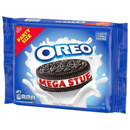 OREO Mega Stuf Chocolate Sandwich Cookies, Party Size, 1 lb 9.35 oz – Lunchbox Treat and After-School Snack for Kids' Lunchboxes and Pantry