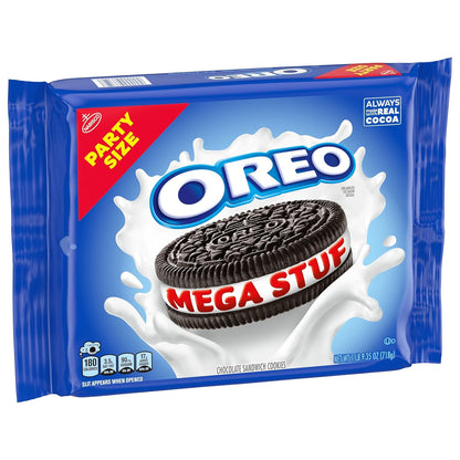OREO Mega Stuf Chocolate Sandwich Cookies, Party Size, 1 lb 9.35 oz – Lunchbox Treat and After-School Snack for Kids' Lunchboxes and Pantry