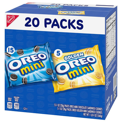 OREO Mini Mix Sandwich Cookies Variety Pack 20 Snack Packs for Kids School Lunch Boxes, Bulk Individual Bags